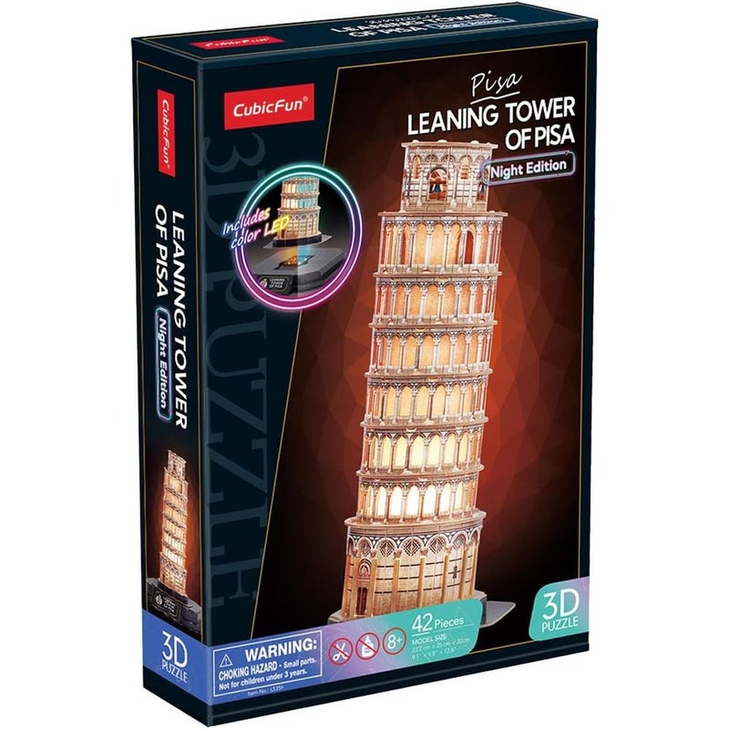CubicFun Cubic Fun - Leaning Tower of Pisa Night Edition 3D Led Puzzle 42 Pieces - L535h - Image 1